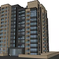 3D Architectural Model of Modern High Rise Building Complex with Detailed Structure