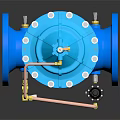 Blue Industrial Pipeline Valve With Metal Fittings And Top Control Component