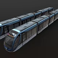 Modern Blue Tram Trains Sleek Exterior Design Displayed Side By Side