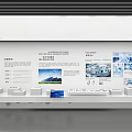 Modern Corporate Exhibition Hall Interior With Product Displays Models And Information Charts