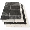 Modern Minimalist Square Rugs Featuring Geometric Patterns and Linear Details in Black White and Gray