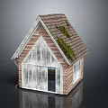 Wooden House Exterior With Mossy Roof Wooden Walls And Glass Door