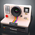 Polaroid One Step SE Instant Camera With Pink Body And Rainbow Stripe Digital Device