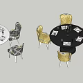 Stylish Patterned Dining Chairs In White Beige Black With Dining Table And Decor Elements