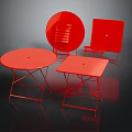 Red Foldable Modern Round And Square Table And Chair Set For Indoor Outdoor Areas