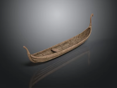 Traditional Animal Inspired Wooden Boat With Elegant Curved Structure 3d model