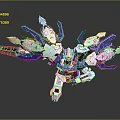 Blue White Armored Mech Robot Action Figure With Glowing Green Wings And Sword