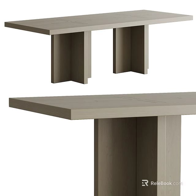 Modern Office Desk With Light Wooden Flat Top And Sleek Support Legs 3d model 