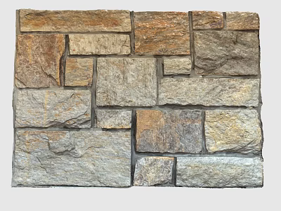 Textured Natural Building Exterior Wall With Rustic Stone Blocks And Neutral Tones 3d model