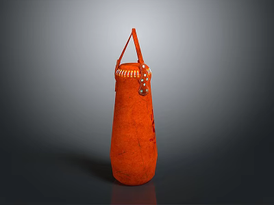 Orange Punching Bag With Top Handle Decorative Beads And Detailed Stitching 3d model