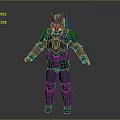 Armored Humanoid Creature Character With Blue Gray Armor And Horned Helmet