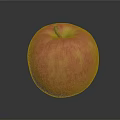Fresh Ripe Red Yellow Apple with Green Stem on Smooth Gray Surface
