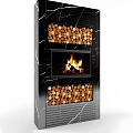 Modern Fireplace With Black Marble Surround Wood Logs And Burning Fire