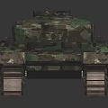 Detailed Military Tank With Camouflage Paint Tracks And Cannon Design