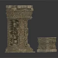 Ancient Stone Structures In Modern Setting With Tall And Short Brick Details 3d model