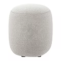 Two Fluffy Plush Ottoman Stools in Light Gray and Beige Modern Living Room Design