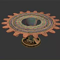 Ornate Metallic Gear Structure With Central Blue Sphere And Intricate Details