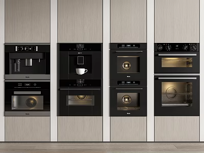 Elegant Modern Kitchen Interior With Built-in Kitchen Appliances And Sleek Design 3d model