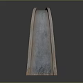 Unique Curved Furniture Decorative Piece With Textured Striped Edges And Blue Gray Finish