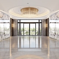 Office Building Hall Light Luxury 3d model