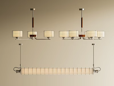 Modern Interior Chandeliers With Multiple Striped Lampshades And Metal Frame Design 3d model