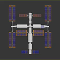 3D Rendered Cosmic Space Station Featuring Solar Panels and Modular Structure