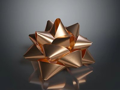 Stunning Shiny Golden Metallic Bow Featuring Reflective Surface And Elegant Design 3d model
