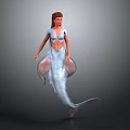 Mermaid Character In Fantasy Game Film With Blue Tail And Brown Hair