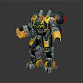 Mechanical Robot Character With Yellow Black Armor And Detailed Mechanical Structure 3d model