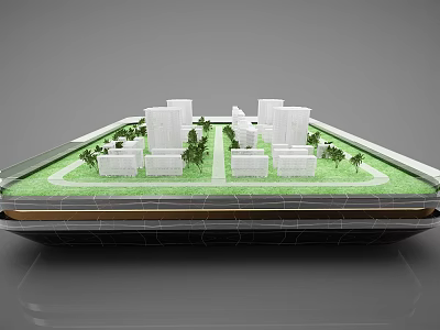 3D Commercial Display Equipment with White Buildings Green Grass and Transparent Top Platform 3d model