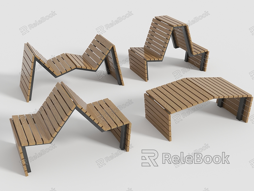 Outdoor Chair Landscape Seat Outdoor Landscape Seat Solid Wood Landscape Chair Park Bench Square Seat Leisure Chair model