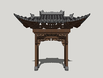 Jinpai Building Gate Head Folk House Eaves Traditional Building Components 3d model