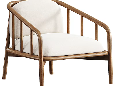 Modern Single Sofa With Wooden Frame And White Cushion Design 3d model