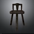 Wooden Chair with Armrest and Upholstered Seat Dark Brown Classic Design Furniture Piece