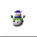 Cute Snowman With Purple Hat Green Gloves Blue Scarf Red Cheeks And Brown Buttons