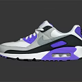Modern Color Block Sneakers in Gray White with Purple Accents and Air Cushion Sole