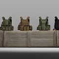 Tactical Military Vests In Four Colors Placed On Wooden Crate