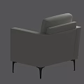 Modern Beige Leather Single Sofa With Square Armrests And Black Legs 3d model