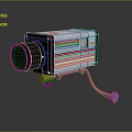 Vintage Projector Equipment With Colorful Stripes Black Lens And Metal Support Stand