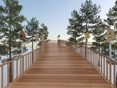 modern trestle forest trestle forest road forest park pedestrian trestle bird popular science trestle 3d model