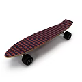 Durable Red Patterned Skateboard Sports Equipment With Black Wheels And Metal Trucks