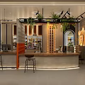 Bright Modern Mall Store Interior With Display Shelves Green Plants And Cozy Seating Area