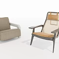 Beige Lounge Chair With White Armrests And Black Frame Mesh Back Brown Seat