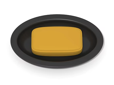 Yellow Soap Bar on Black Dish for Daily Washing Essentials 3d model