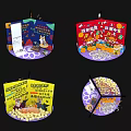 Other Designed Popcorn Buckets With Cartoon Patterns Text And Various Colors