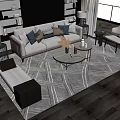 Modern Sofa and Coffee Table Set With Throw Pillows Area Rug and Side Table Lamp 3d model