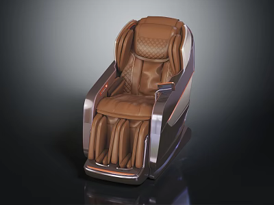 Modern Brown Leather Massage Chair With Ergonomic Design And Metal Frame For Relaxing Massage Experience 3d model