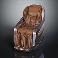 Modern Brown Leather Massage Chair With Ergonomic Design And Metal Frame For Relaxing Massage Experience