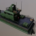 Green Workboat Featuring Deck Railing Antennas Superstructure And Hull 3d model