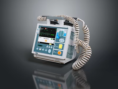 Portable Digital Electronic Device With Display Screen Control Buttons And Coiled Cable 3d model